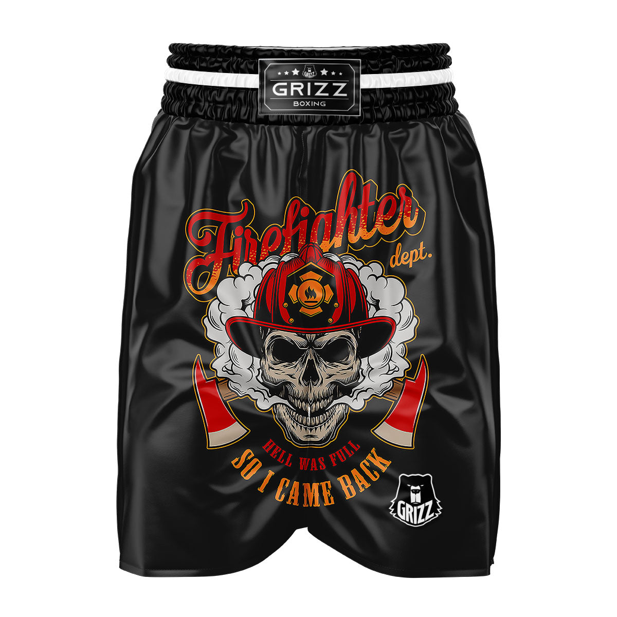 Skull Firefighter Department Print Boxing Shorts-grizzshop