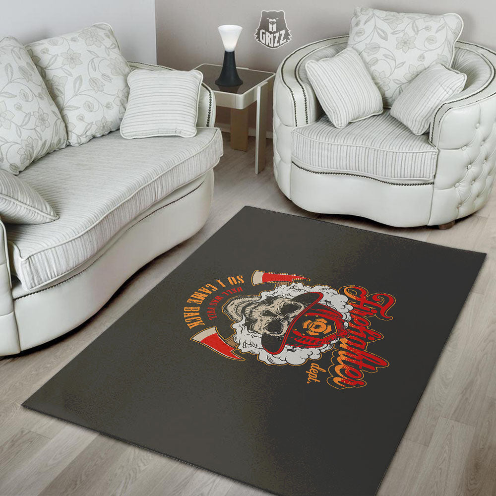 Skull Firefighter Department Print Floor Mat-grizzshop