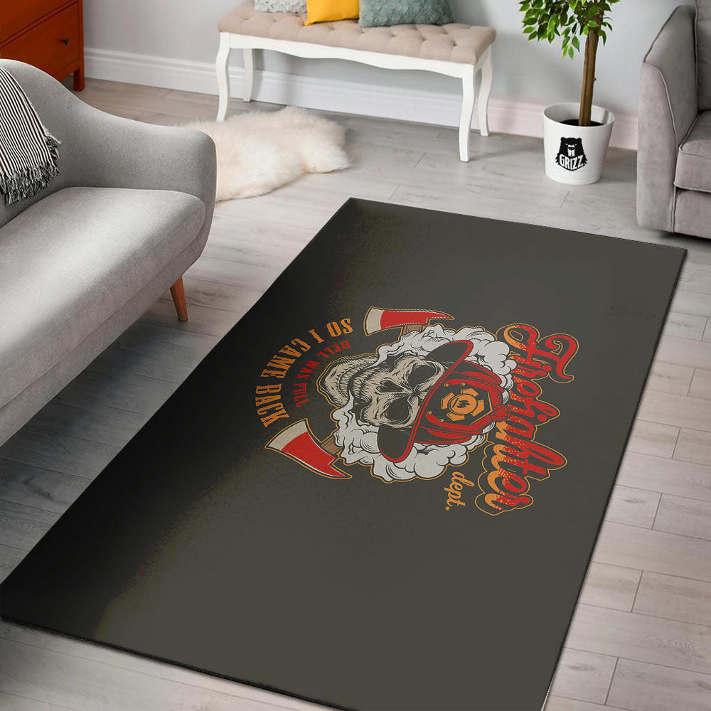Skull Firefighter Department Print Floor Mat-grizzshop