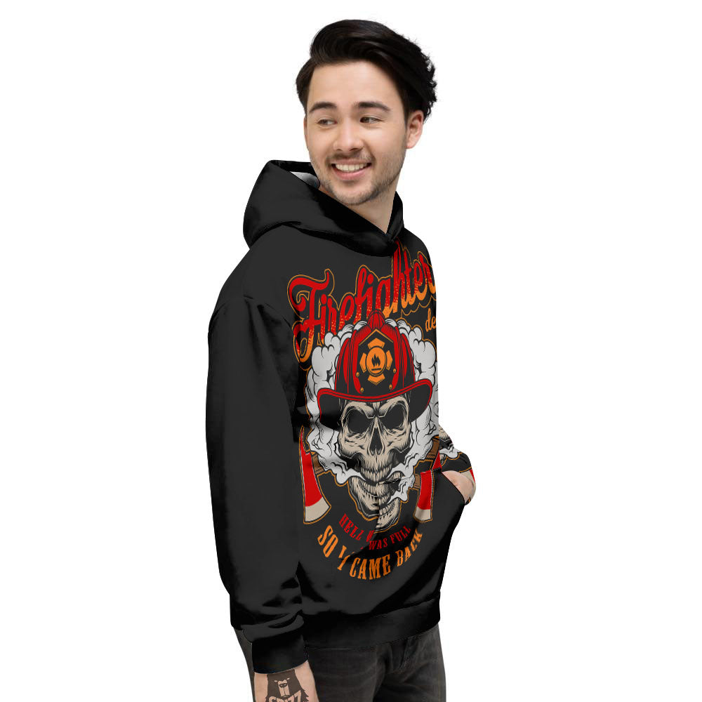 Skull Firefighter Department Print Men's Hoodie-grizzshop