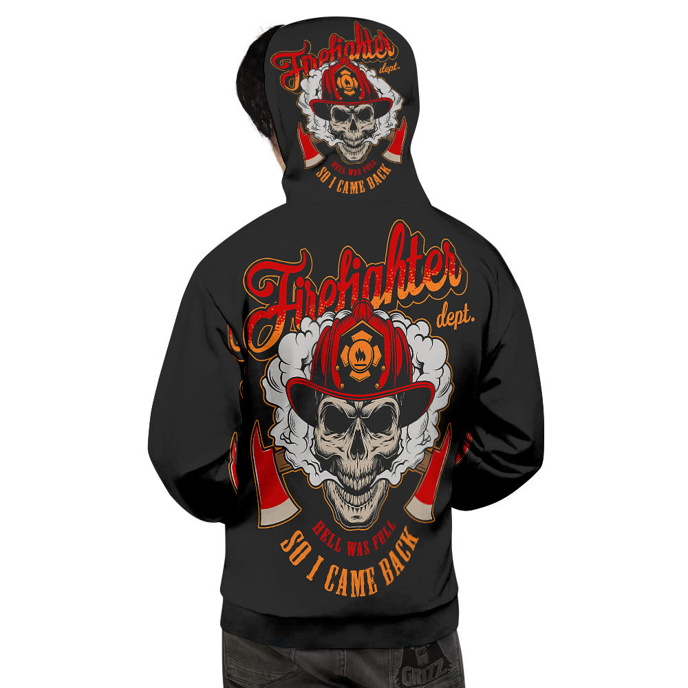 Skull Firefighter Department Print Men's Hoodie-grizzshop