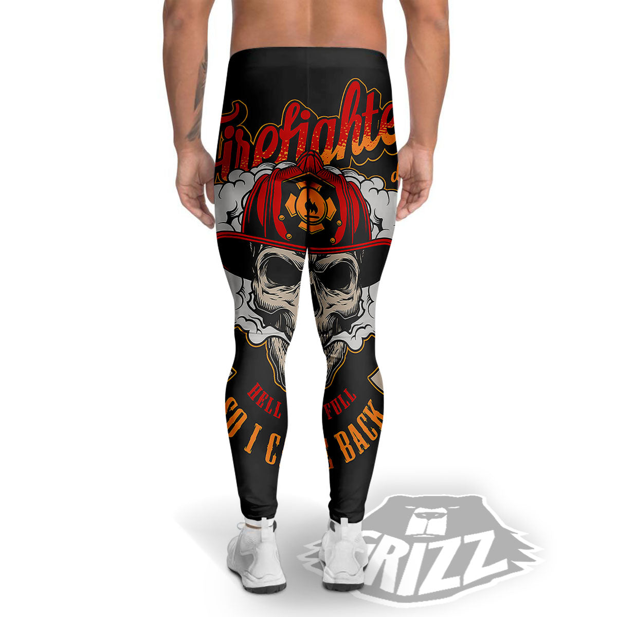 Skull Firefighter Department Print Men's Leggings-grizzshop
