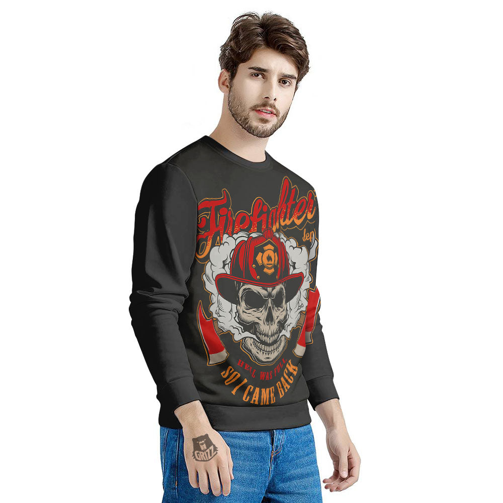 Skull Firefighter Department Print Men's Sweatshirt-grizzshop