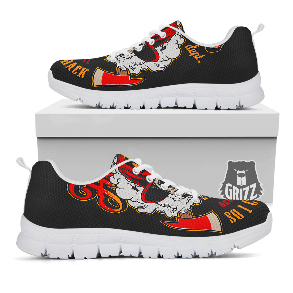 Skull Firefighter Department Print White Sneaker-grizzshop