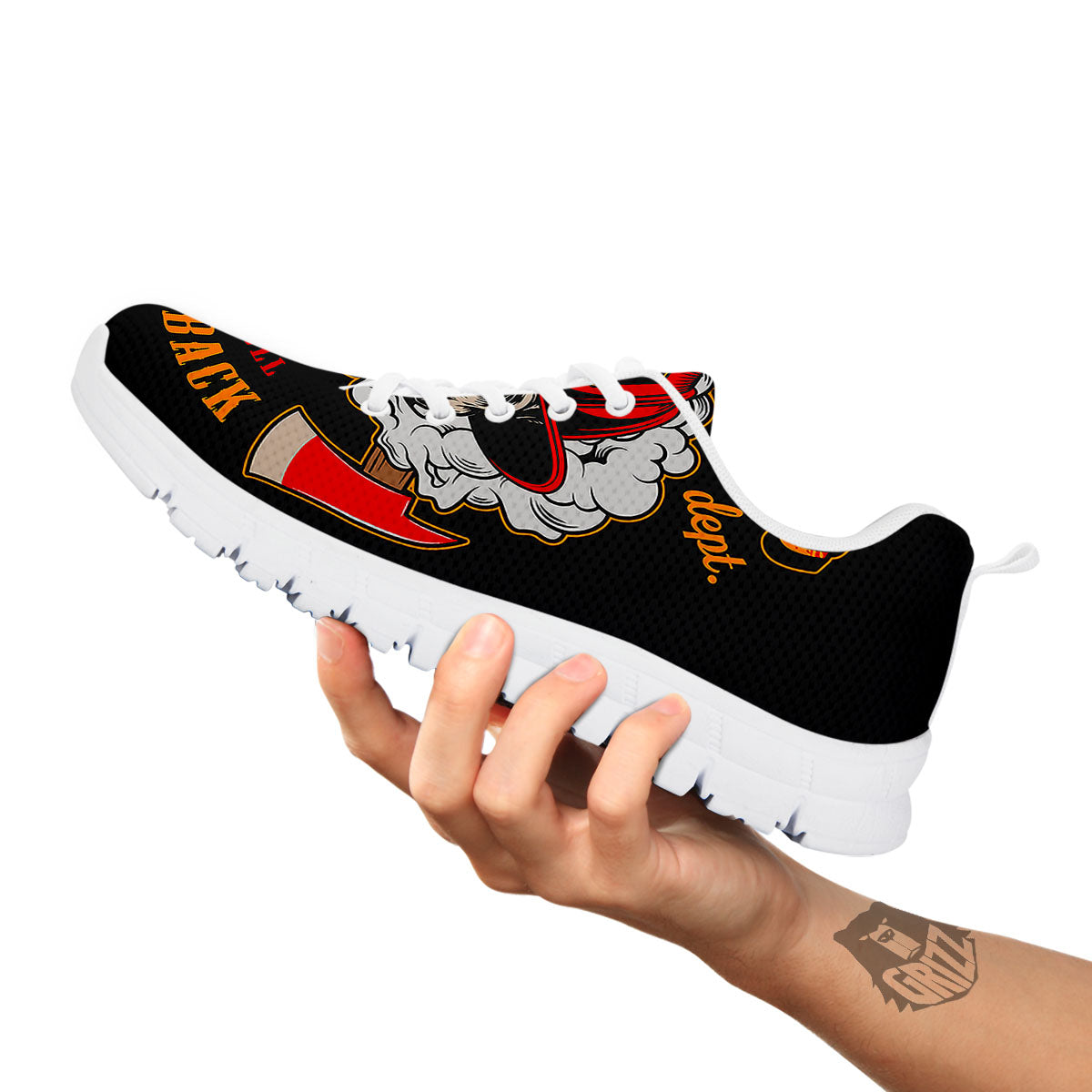 Skull Firefighter Department Print White Sneaker-grizzshop