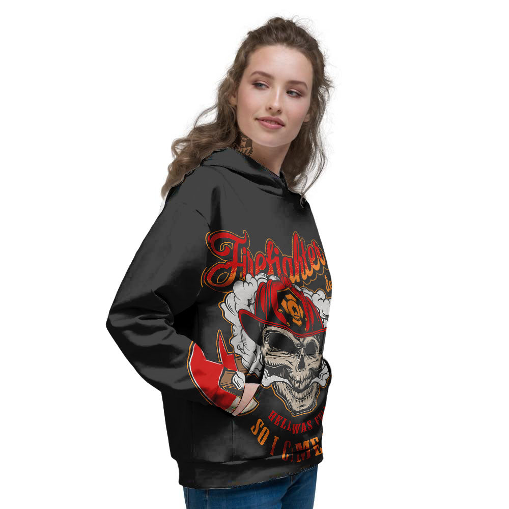 Skull Firefighter Department Print Women's Hoodie-grizzshop