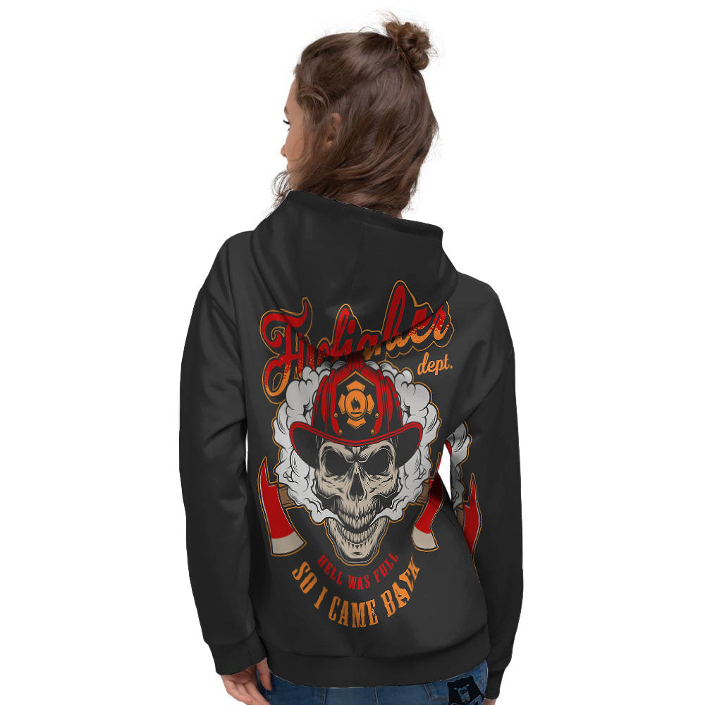 Skull Firefighter Department Print Women's Hoodie-grizzshop