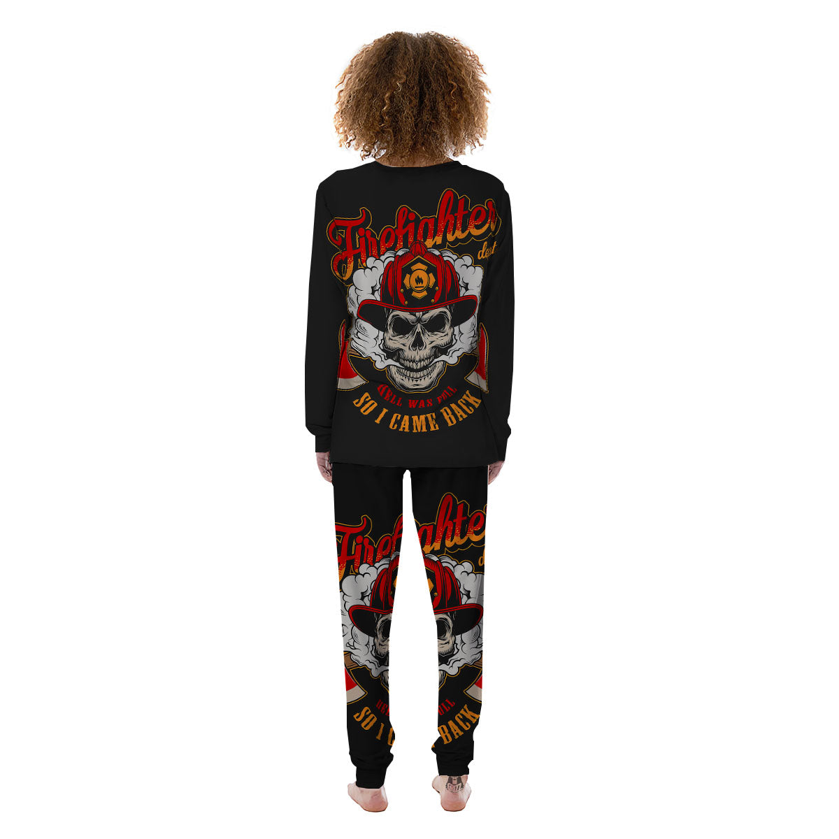 Skull Firefighter Department Print Women's Pajamas-grizzshop