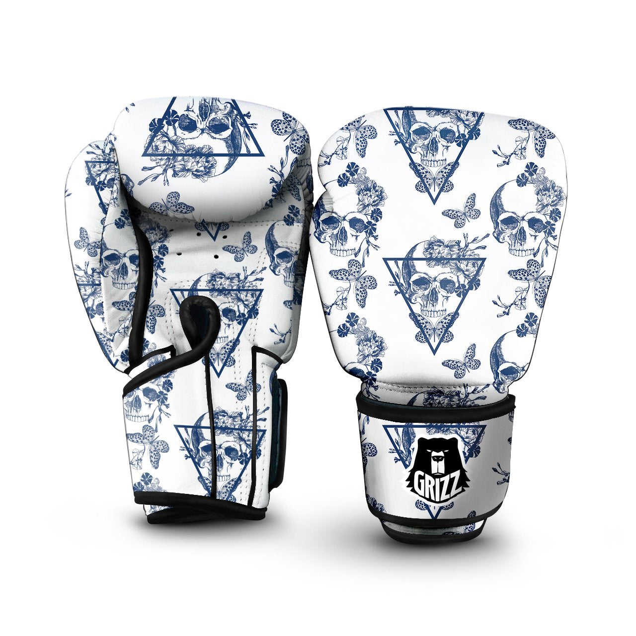 Tattersall White And Purple Print Pattern Boxing Gloves