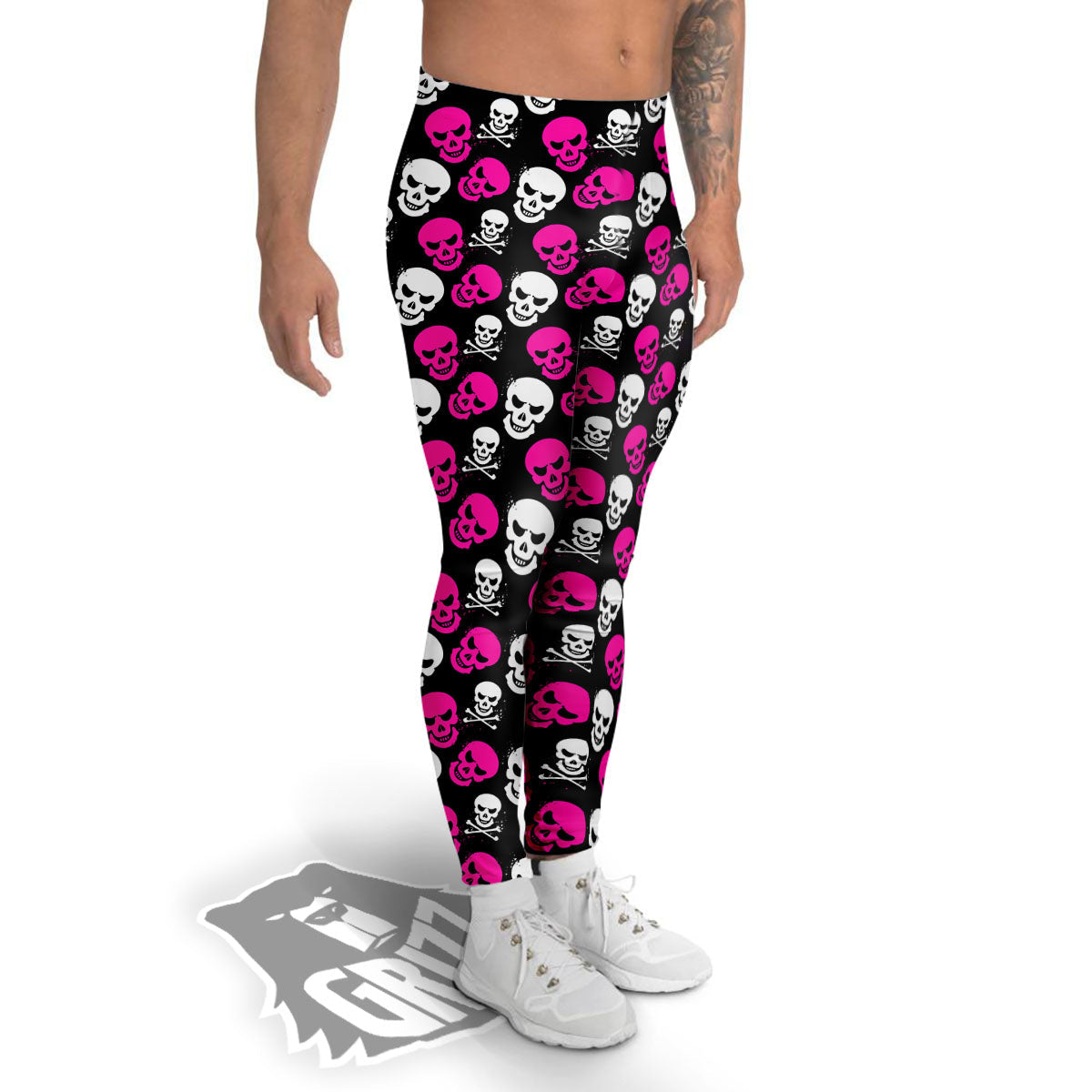 Skull Girly Emo Print Pattern Men's Leggings-grizzshop
