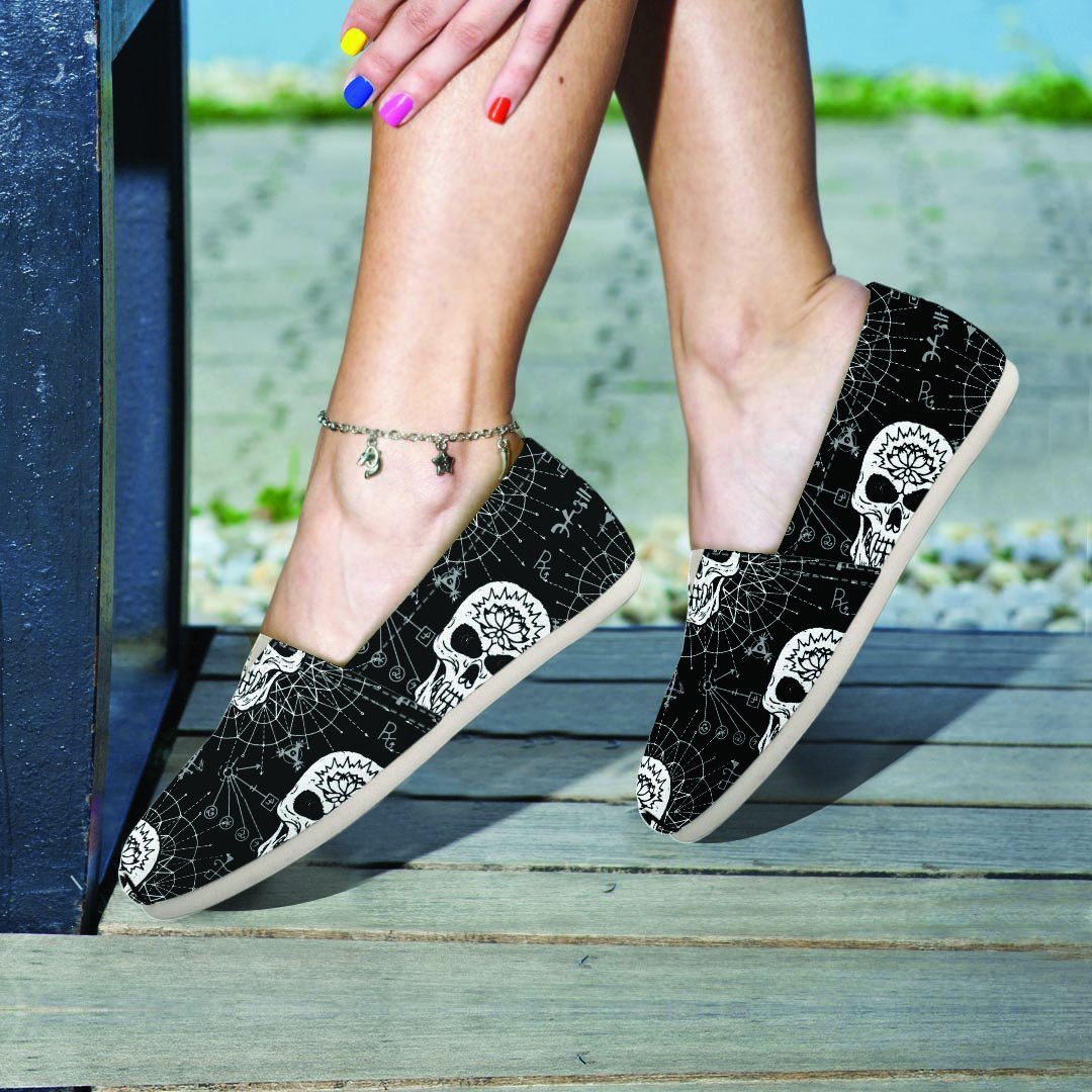Skull Gothic Witch Canvas Shoes-grizzshop