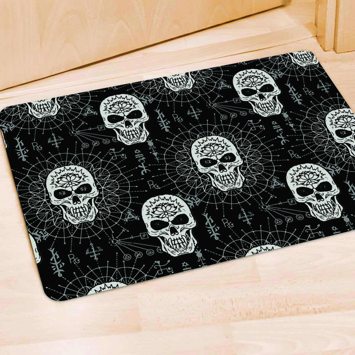 Skull Gothic Witch Door Mat-grizzshop