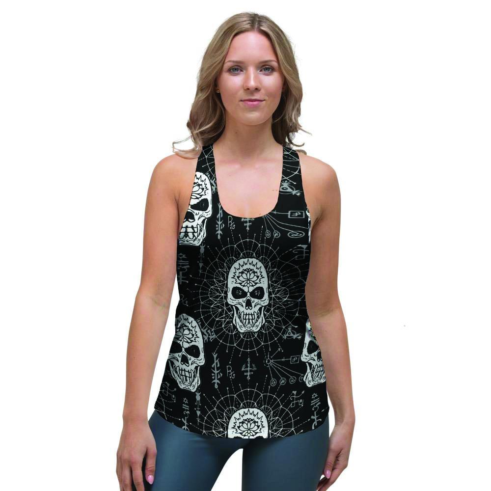 Skull Gothic Witch Women's Racerback Tank Top-grizzshop