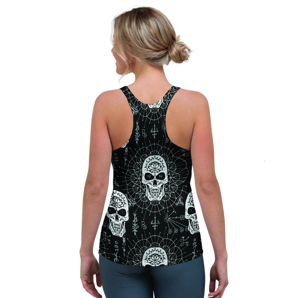 Skull Gothic Witch Women's Racerback Tank Top-grizzshop