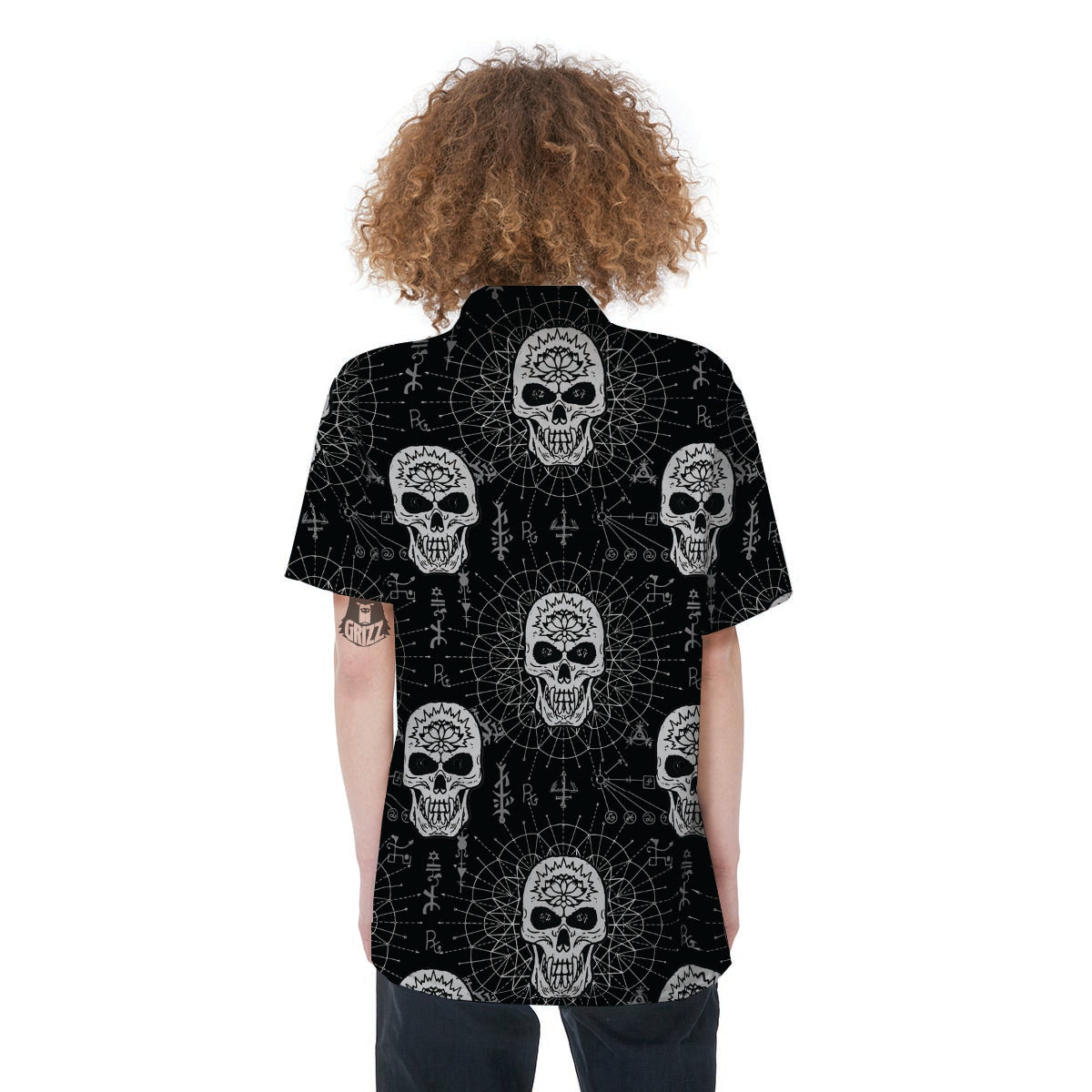 Skull Gothic Witch Women's Short Sleeve Shirts-grizzshop