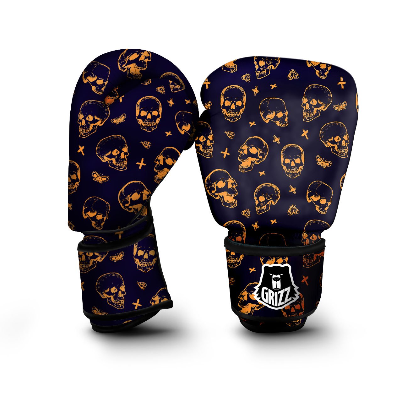 Skull Halloween Print Pattern Boxing Gloves-grizzshop