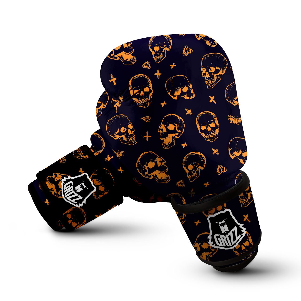 Skull Halloween Print Pattern Boxing Gloves-grizzshop
