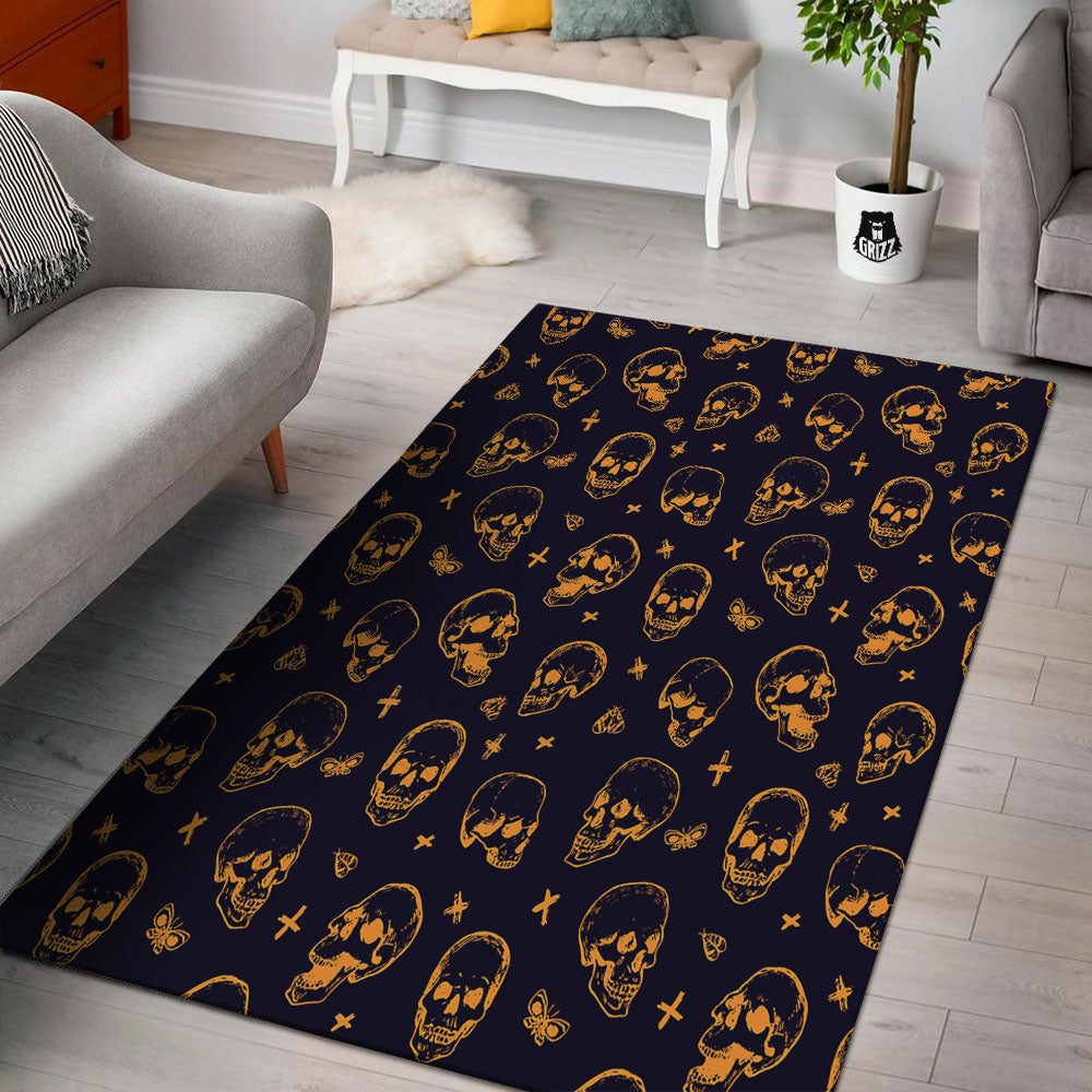 Skull Halloween Print Pattern Floor Mat-grizzshop