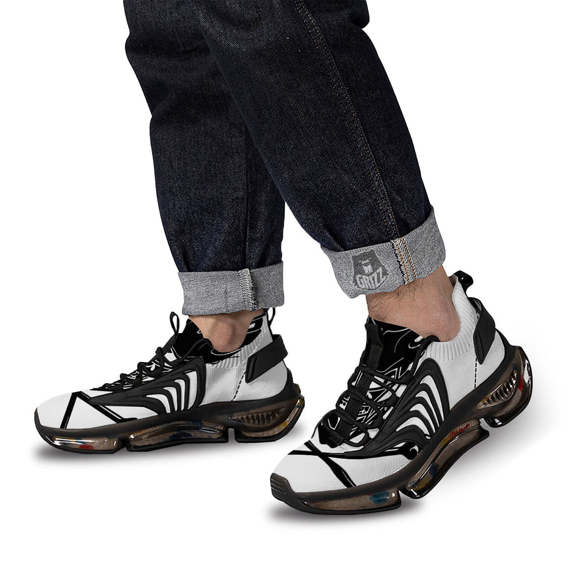 Skull Lacrosse Print Black Gym Shoes-grizzshop