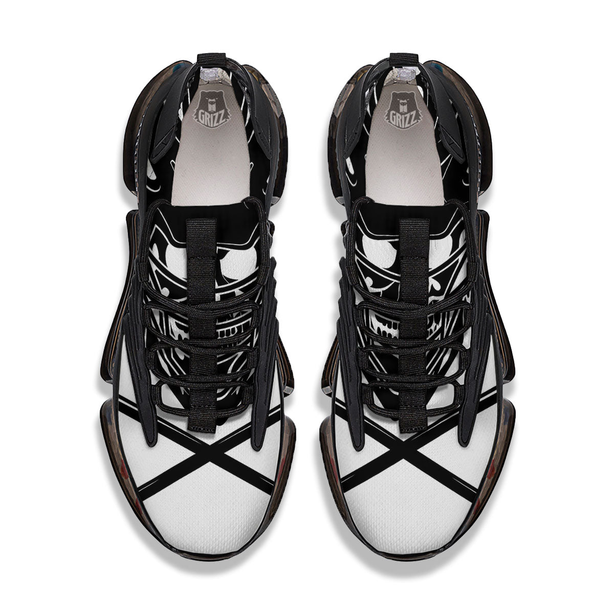 Skull Lacrosse Print Black Gym Shoes-grizzshop