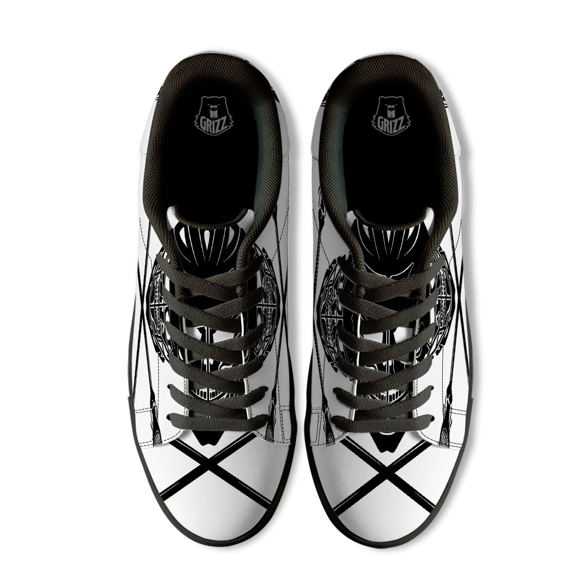 Skull Lacrosse Print Black Low Top Sneakers-grizzshop