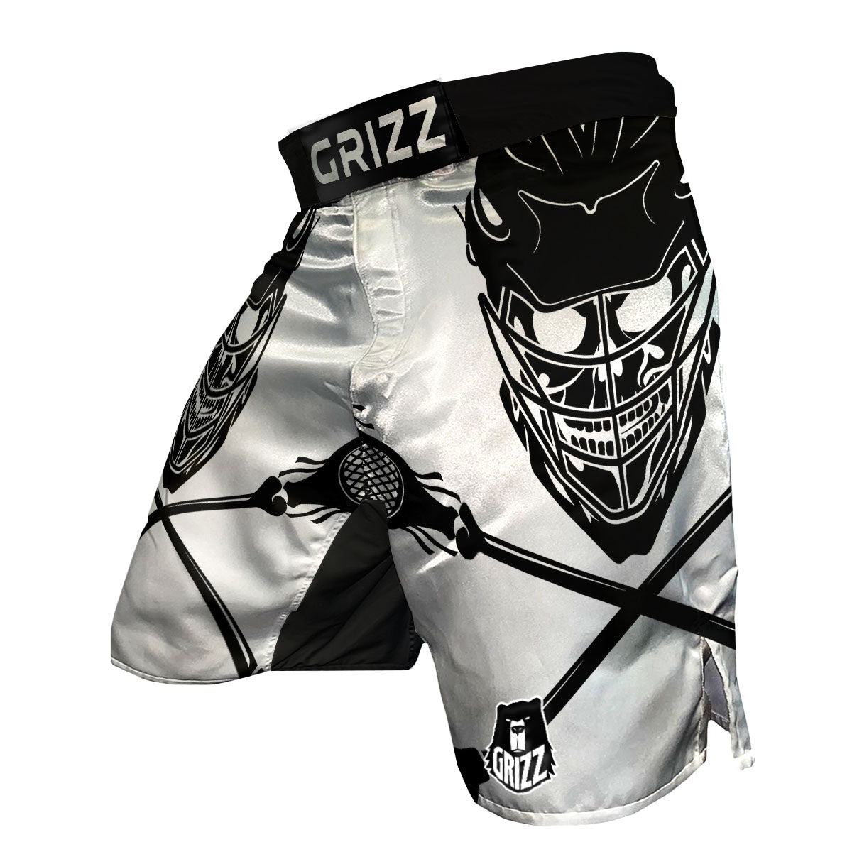 Skull Lacrosse Print MMA Shorts-grizzshop