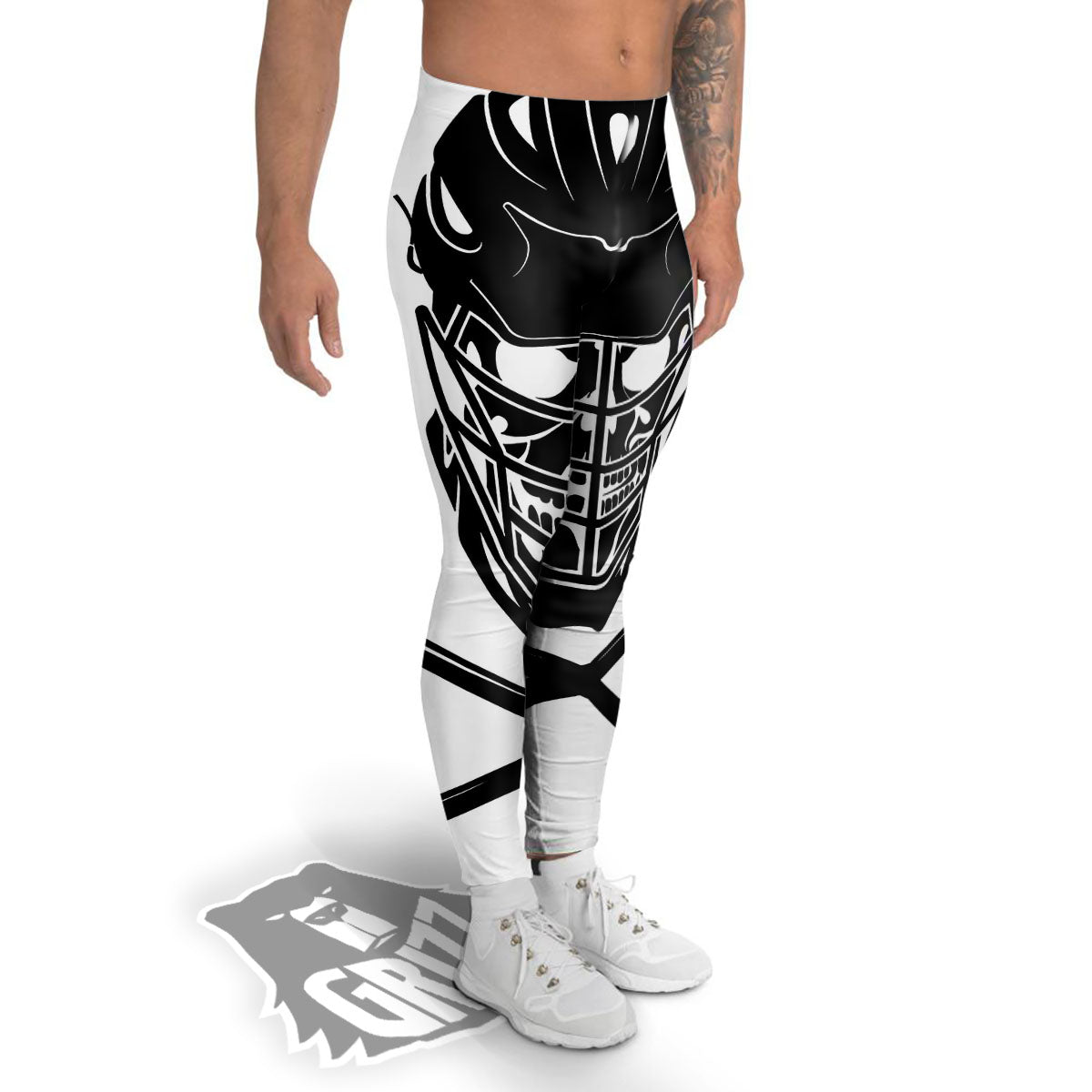Skull Lacrosse Print Men's Leggings-grizzshop