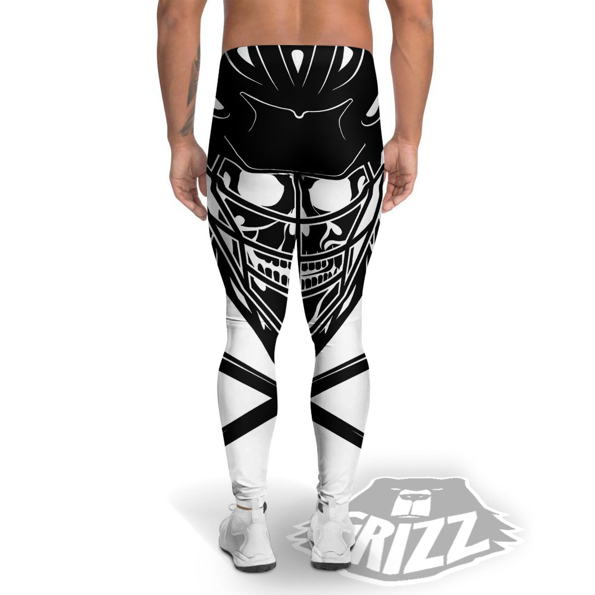 Skull Lacrosse Print Men's Leggings-grizzshop