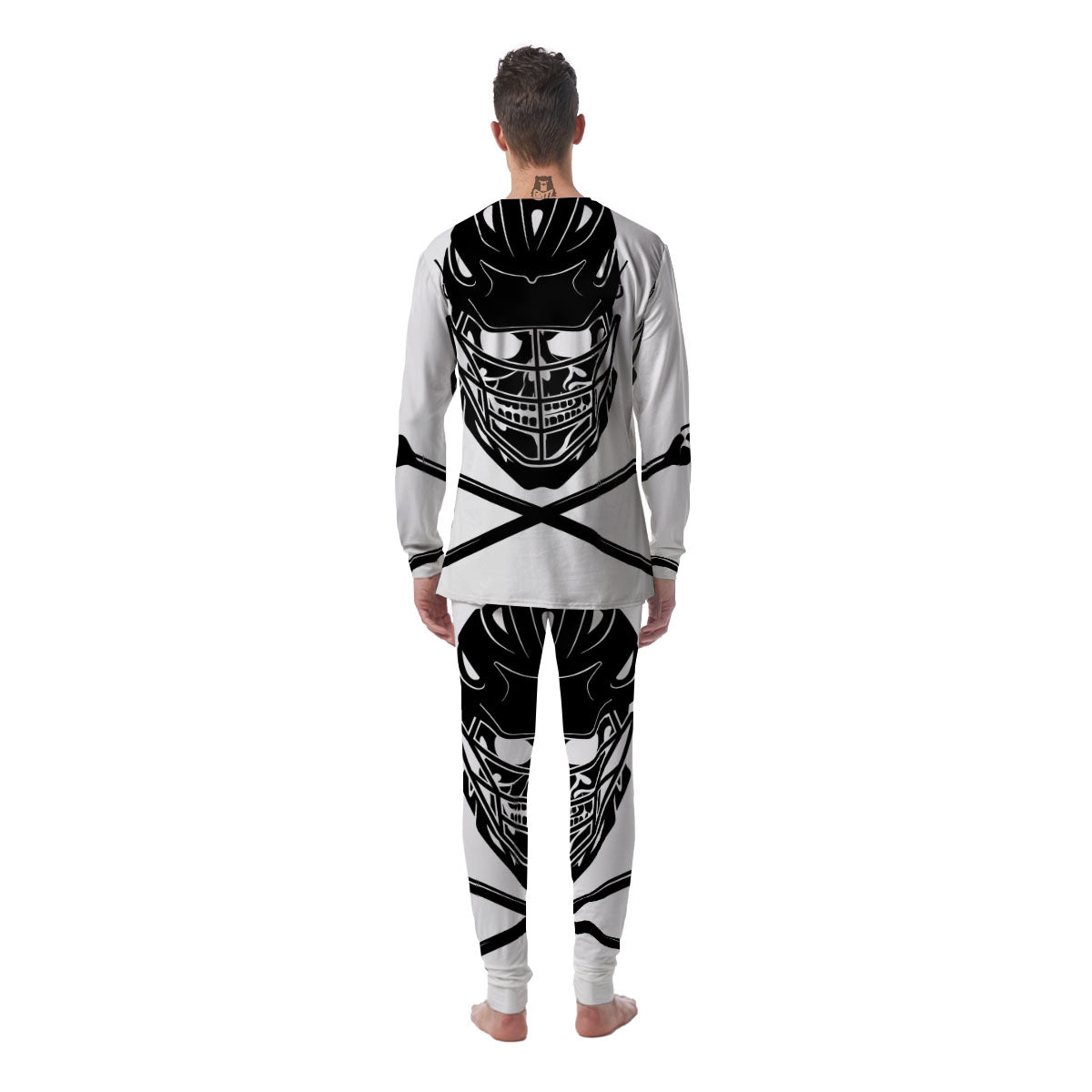 Skull Lacrosse Print Men's Pajamas-grizzshop