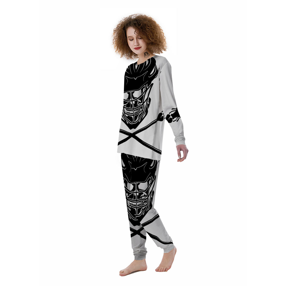 Skull Lacrosse Print Women's Pajamas-grizzshop
