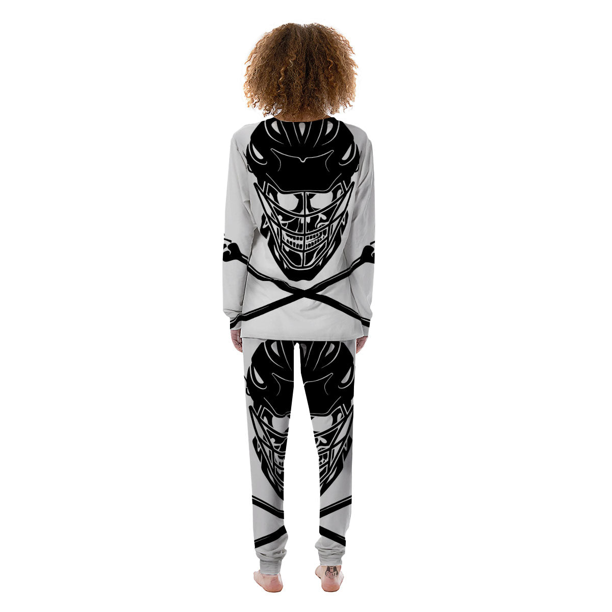 Skull Lacrosse Print Women's Pajamas-grizzshop