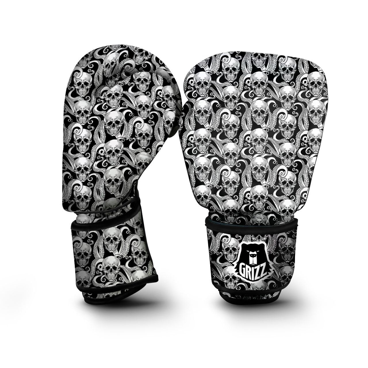 Skull Octopus Tentacles Print Pattern Boxing Gloves-grizzshop