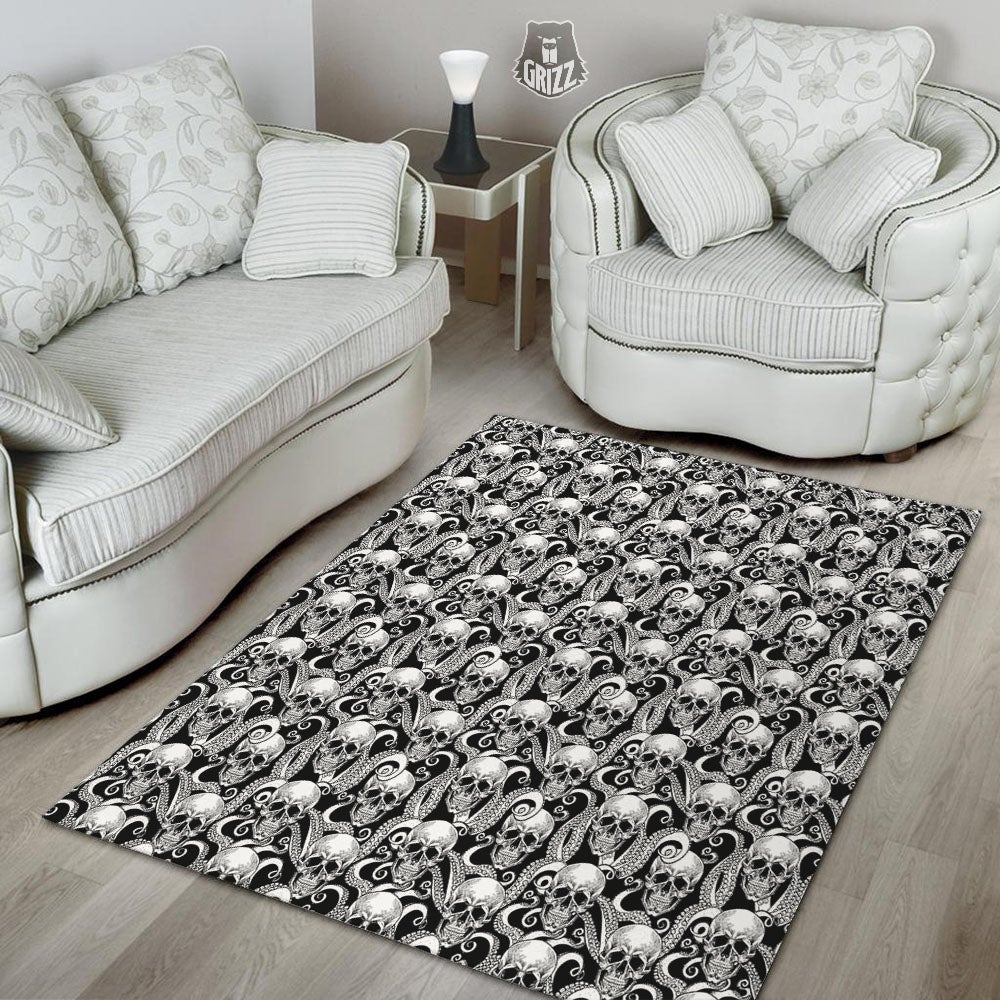 Skull Octopus Tentacles Print Pattern Floor Mat-grizzshop