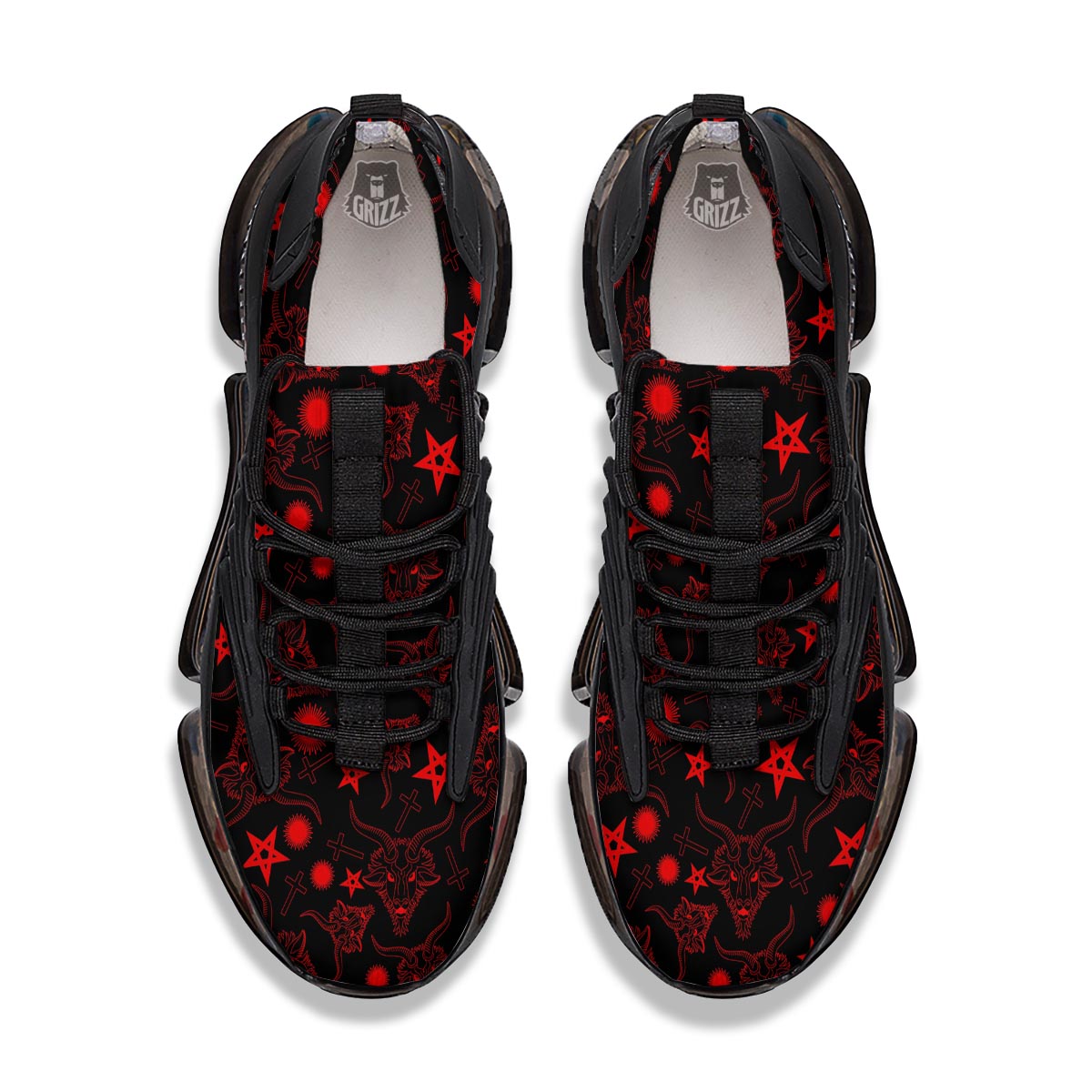 Skull Pentagram Satan Goat Print Pattern Black Gym Shoes-grizzshop