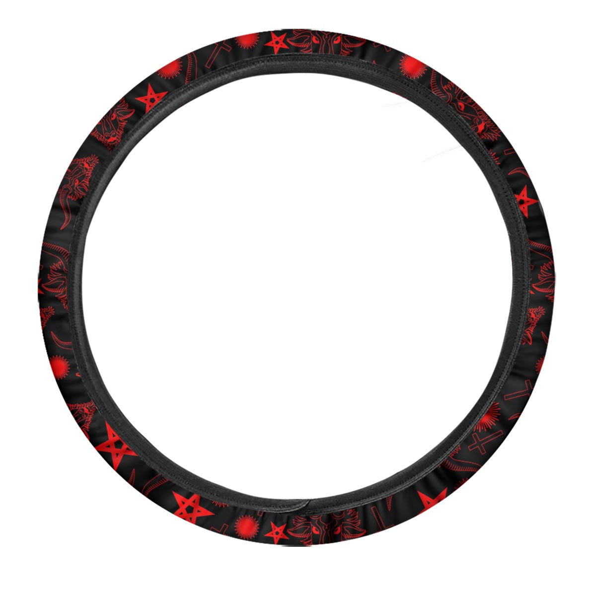 Skull Pentagram Satan Goat Print Pattern Car Steering Wheel Cover-grizzshop
