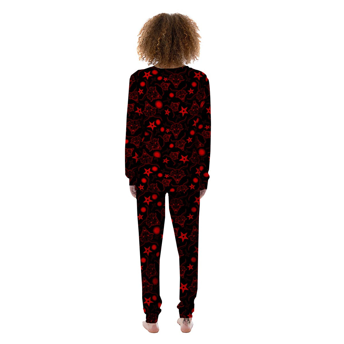 Skull Pentagram Satan Goat Print Pattern Women's Pajamas-grizzshop