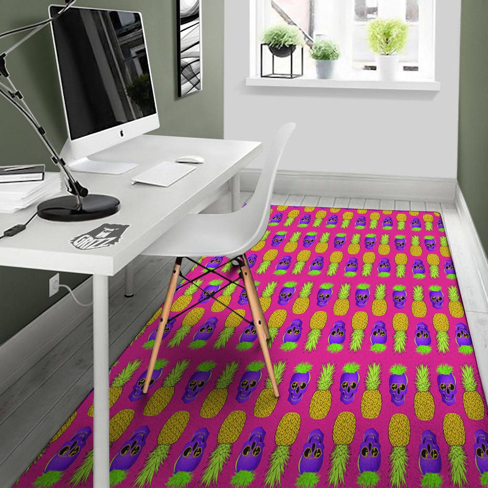 Skull Pineapple Print Pattern Floor Mat-grizzshop