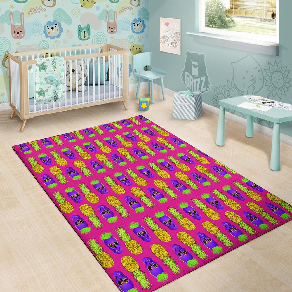 Skull Pineapple Print Pattern Floor Mat-grizzshop