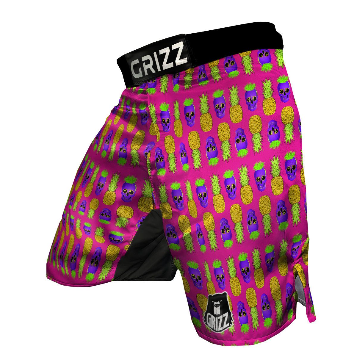 Skull Pineapple Print Pattern MMA Shorts-grizzshop