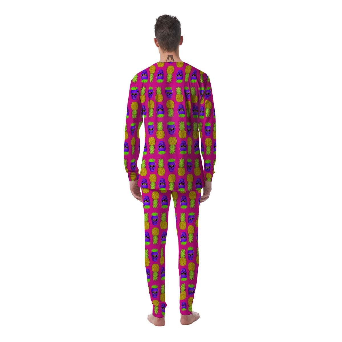 Skull Pineapple Print Pattern Men's Pajamas-grizzshop
