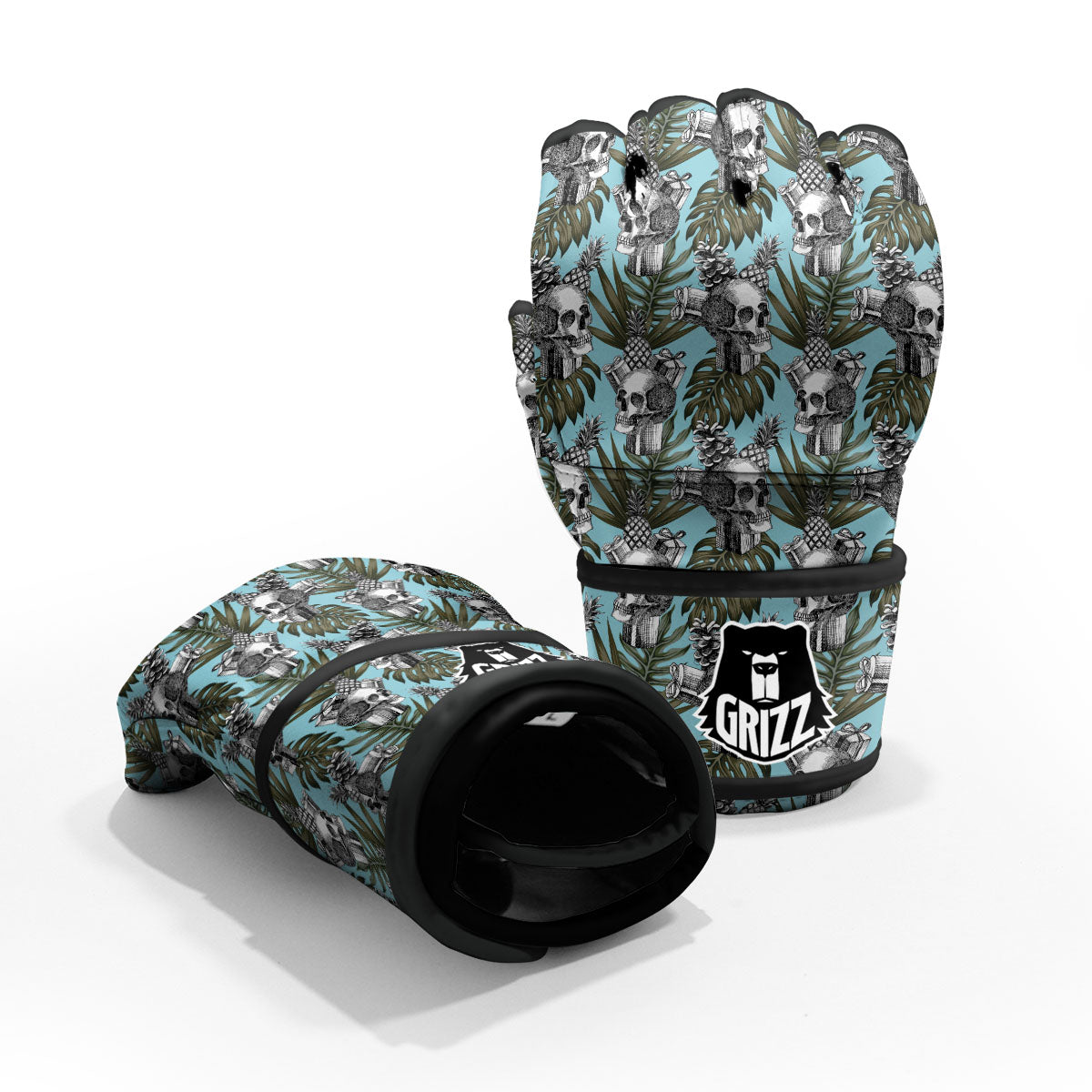Skull Pineapple Tropical Print Pattern MMA Gloves-grizzshop
