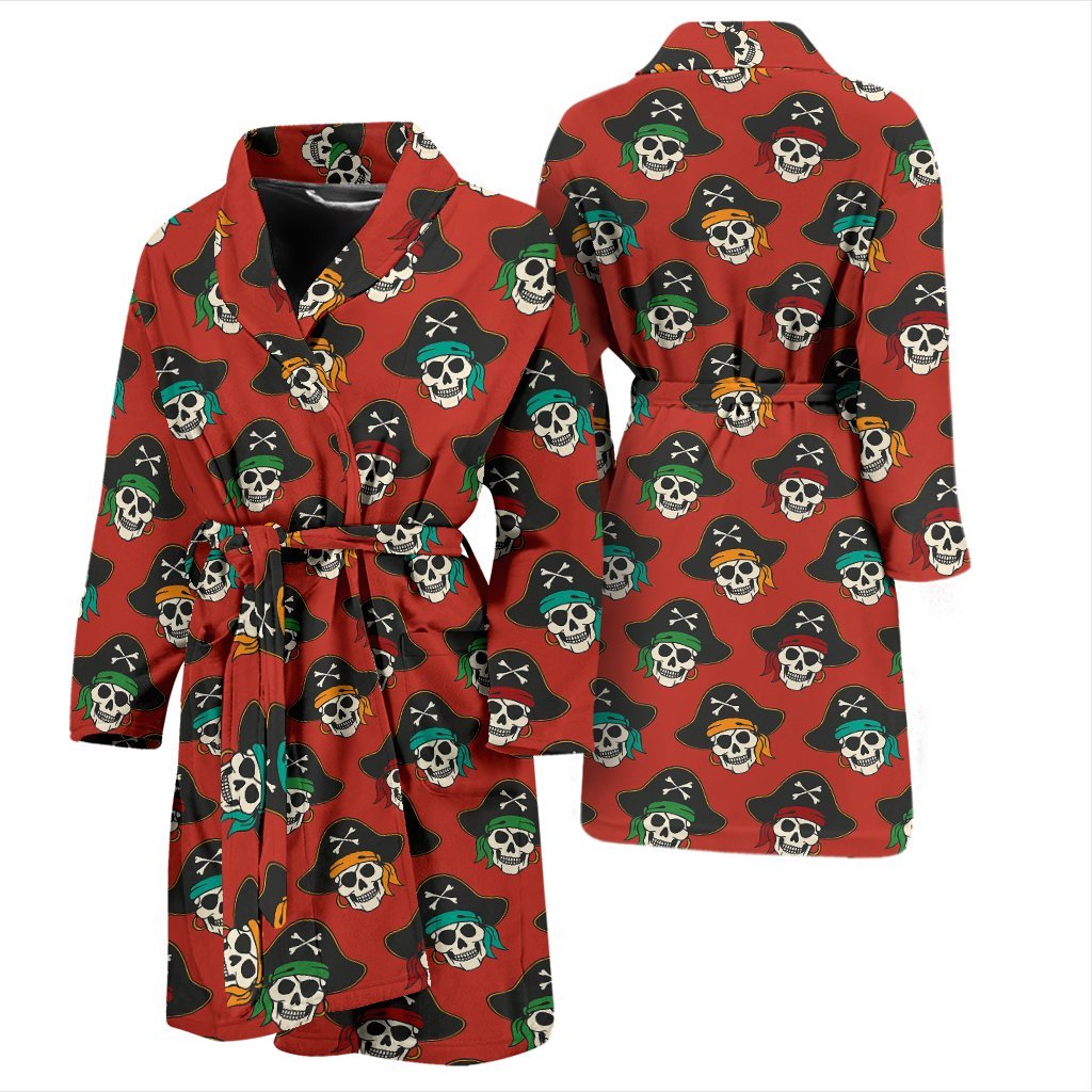 Skull Pirate Print Pattern Men Long Robe-grizzshop