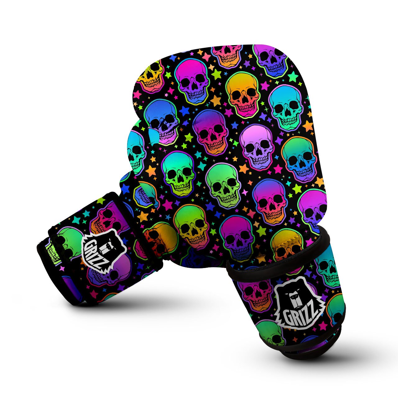Skull Psychedelic Print Pattern Boxing Gloves-grizzshop