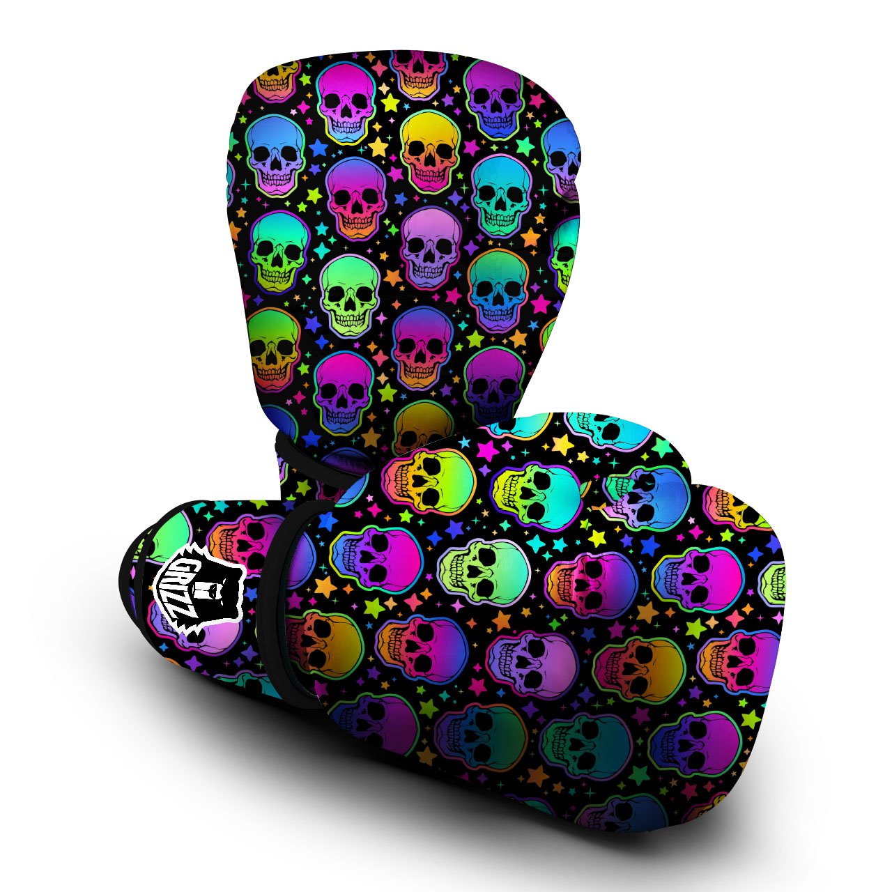Skull Psychedelic Print Pattern Boxing Gloves-grizzshop