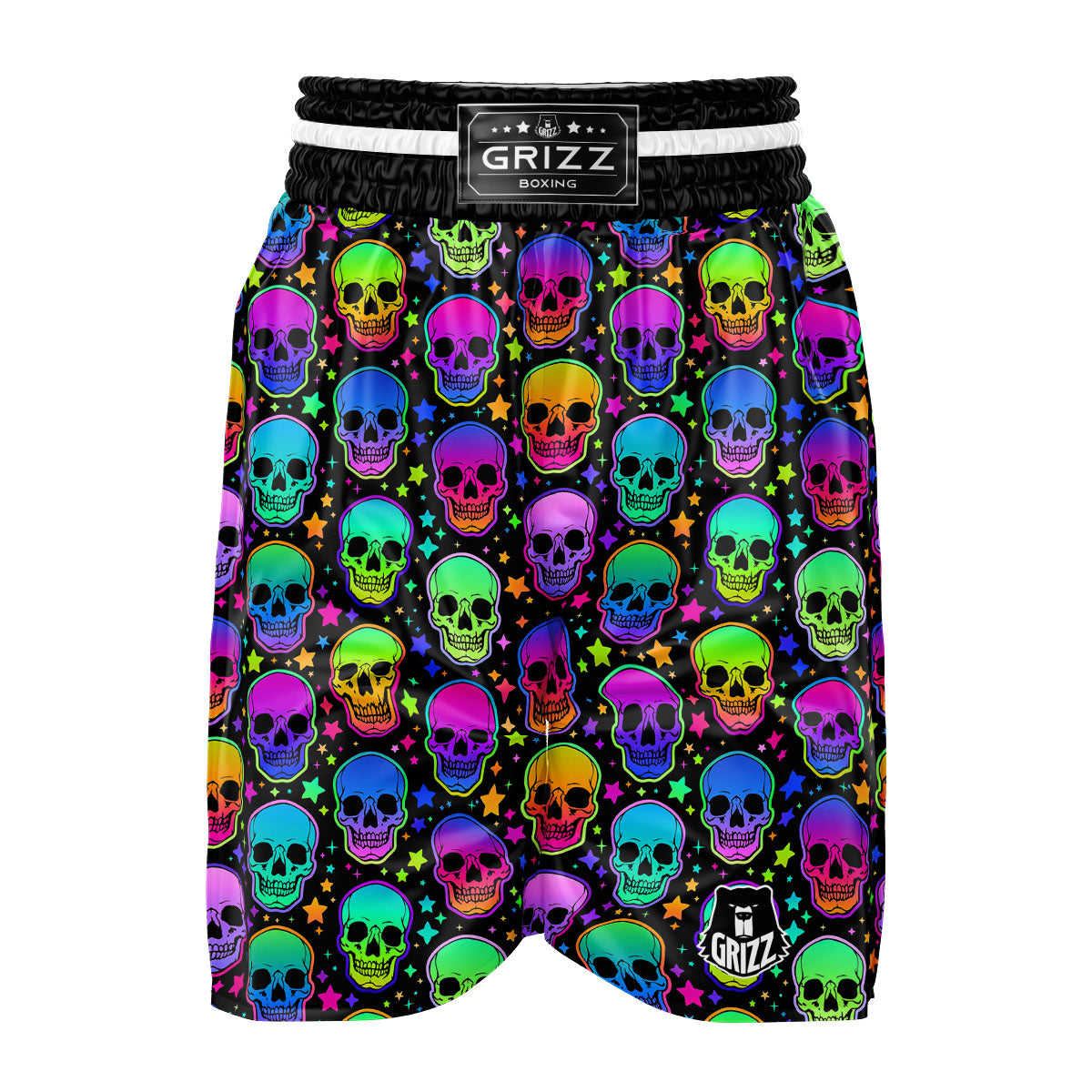 Skull Psychedelic Print Pattern Boxing Shorts-grizzshop