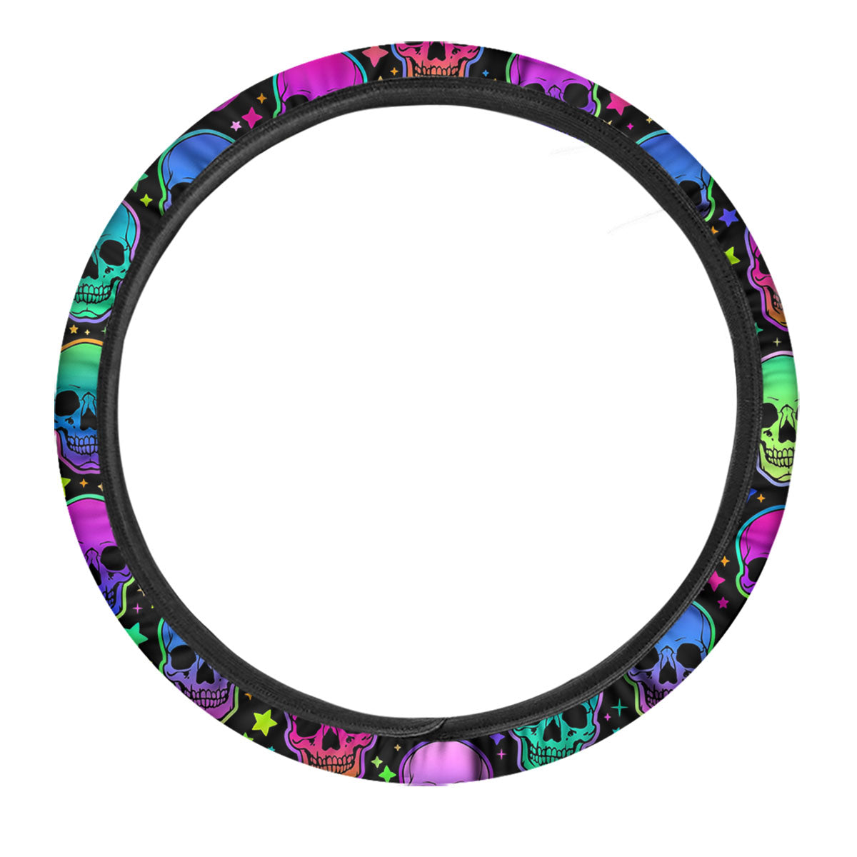 Skull Psychedelic Print Pattern Car Steering Wheel Cover-grizzshop