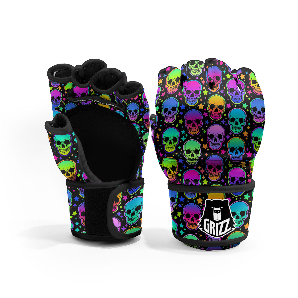 Skull Psychedelic Print Pattern MMA Gloves-grizzshop