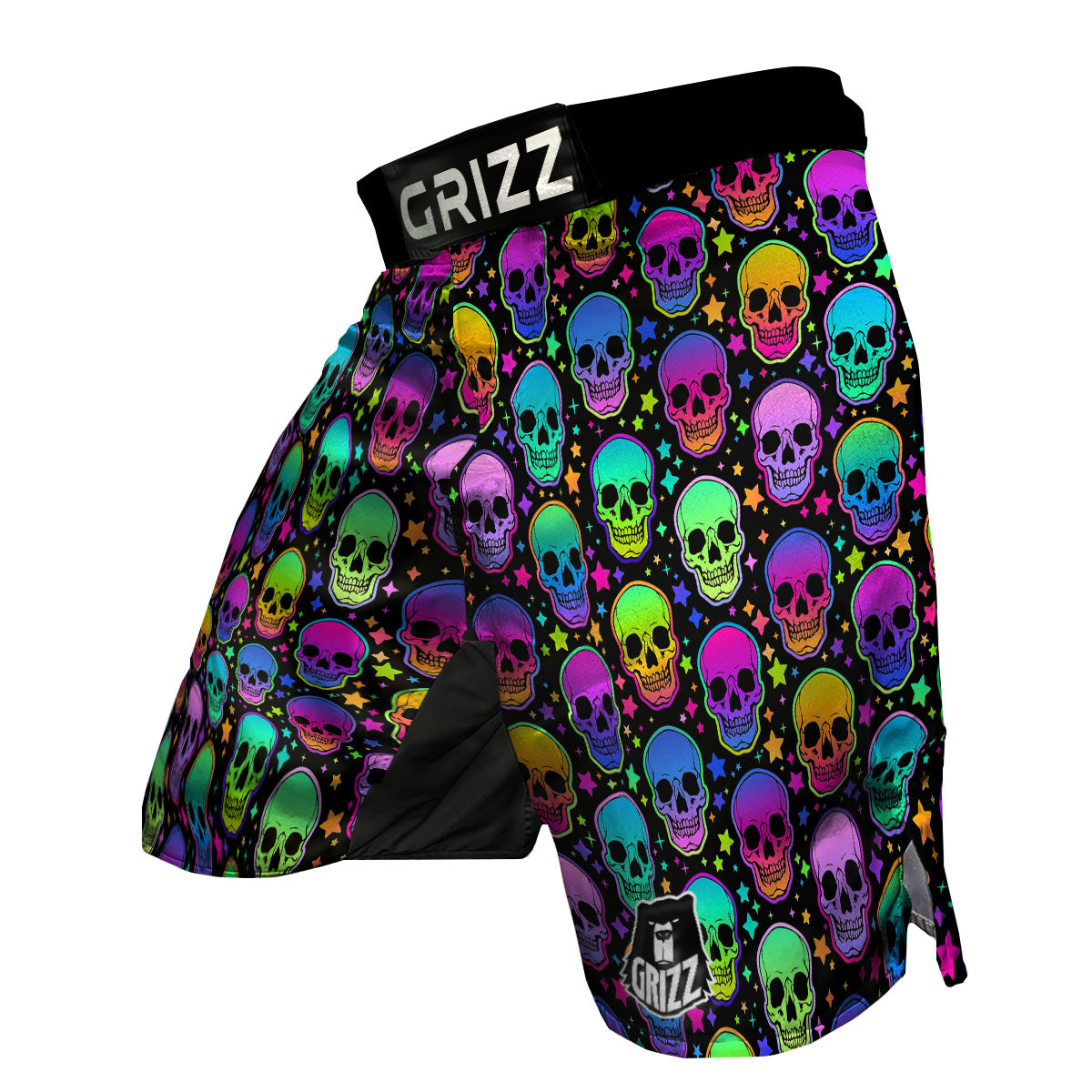 Skull Psychedelic Print Pattern MMA Shorts-grizzshop