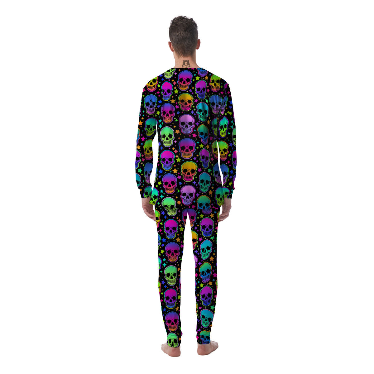 Skull Psychedelic Print Pattern Men's Pajamas-grizzshop