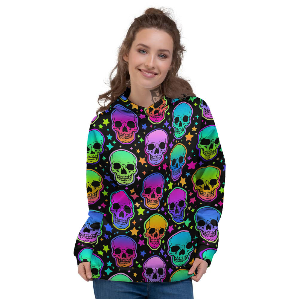 Skull Psychedelic Print Pattern Women's Hoodie-grizzshop